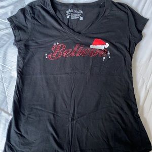 Women’s black v-neck Christmas shirt